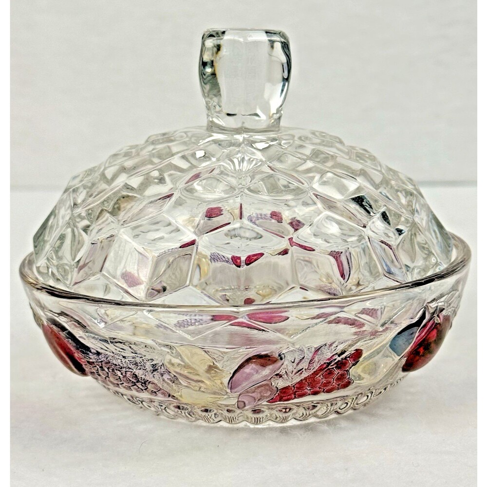 Vintage Westmoreland Della Robbia Flashed Fruit Pattern Candy/Nuts/Trinket Dish